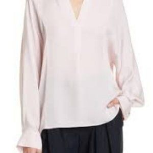 Vince Split Neck Silk Blouse